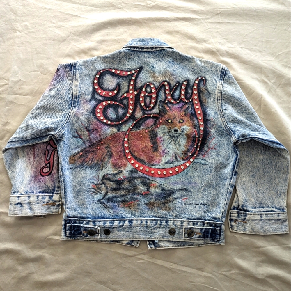 TONY ALAMO of Nashville Vintage Rare Foxy Jean Jacket with Gems